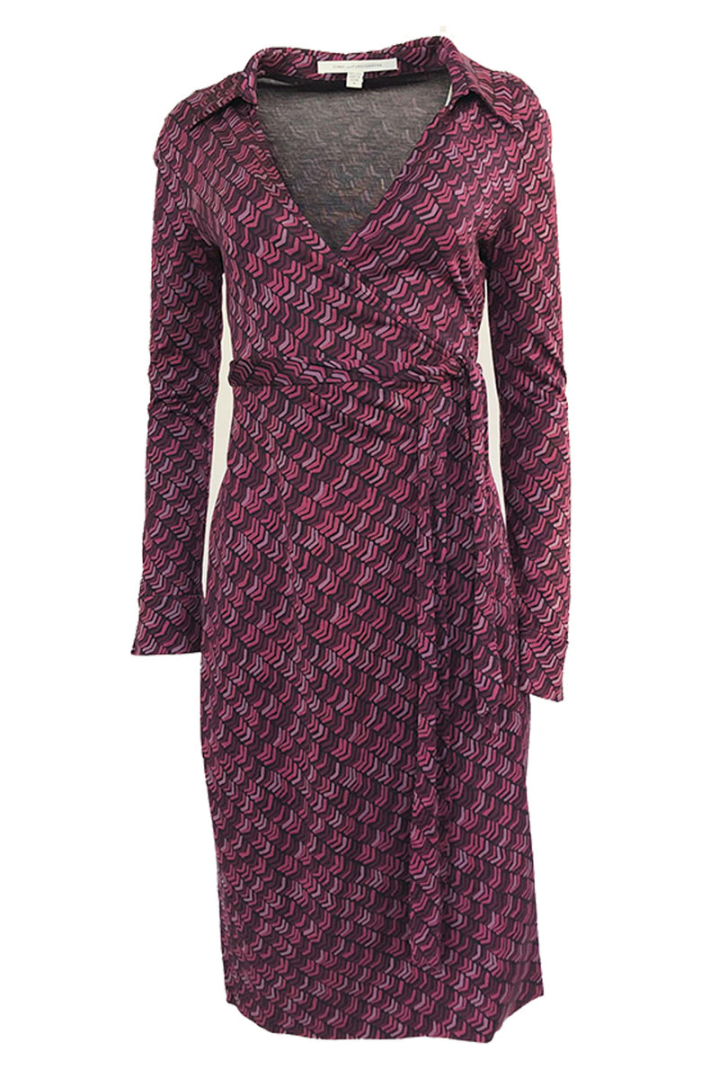 Early 2000s Diane von Furstenburg Purple Print Silk Jersey Wrap Dress Shrimpton Couture Early 2000s Diane von Furstenburg Purple Print Silk Jersey Wrap Dress Shrimpton Couture