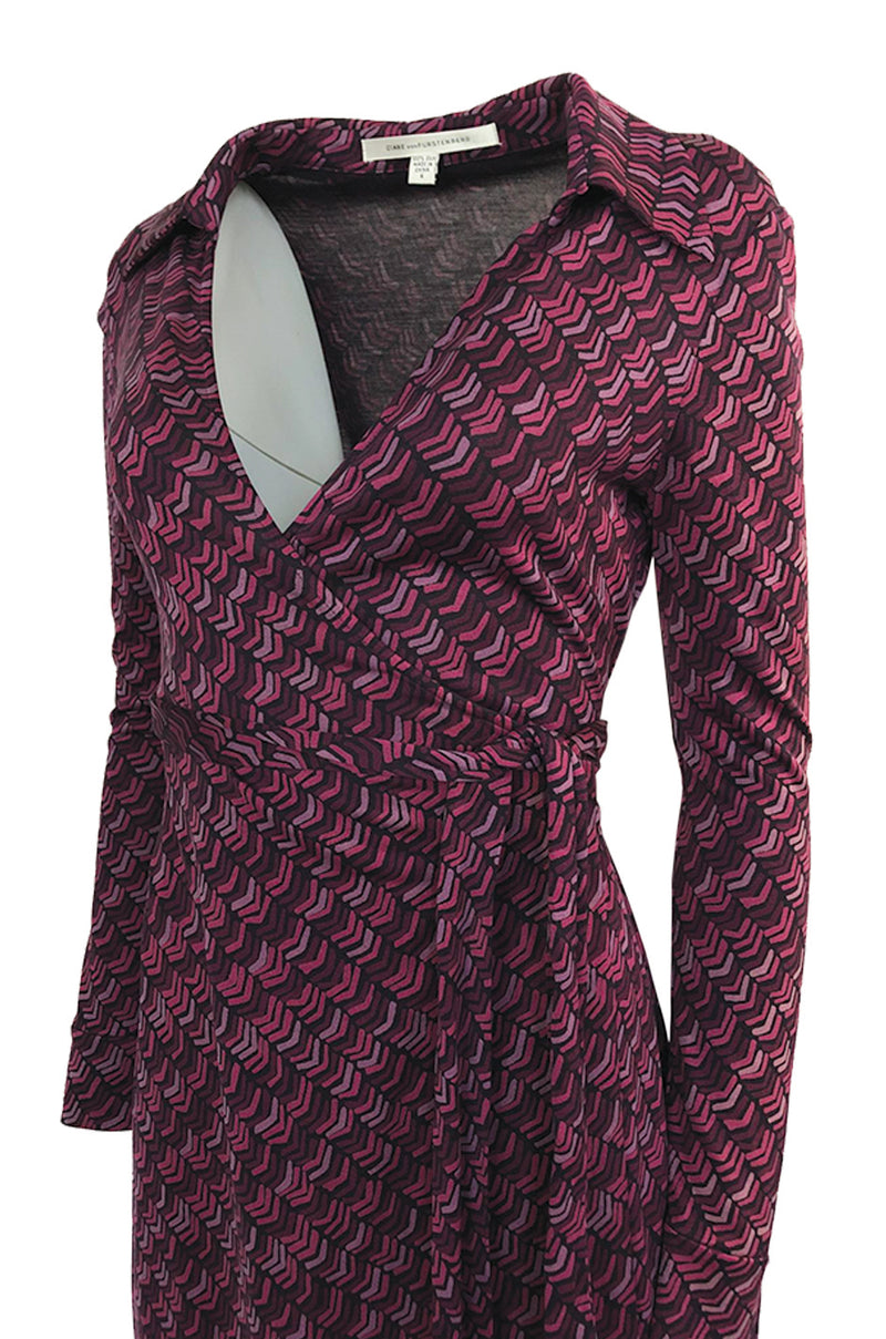 purple jersey wrap dress 1970s Biba Purple Jersey Wrap Dress with Tonal Belt
