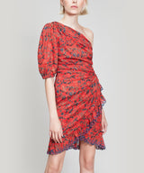 Prettiest 2018 Isabel Marant Etoile Esther One Shoulder Red Floral Print Dress