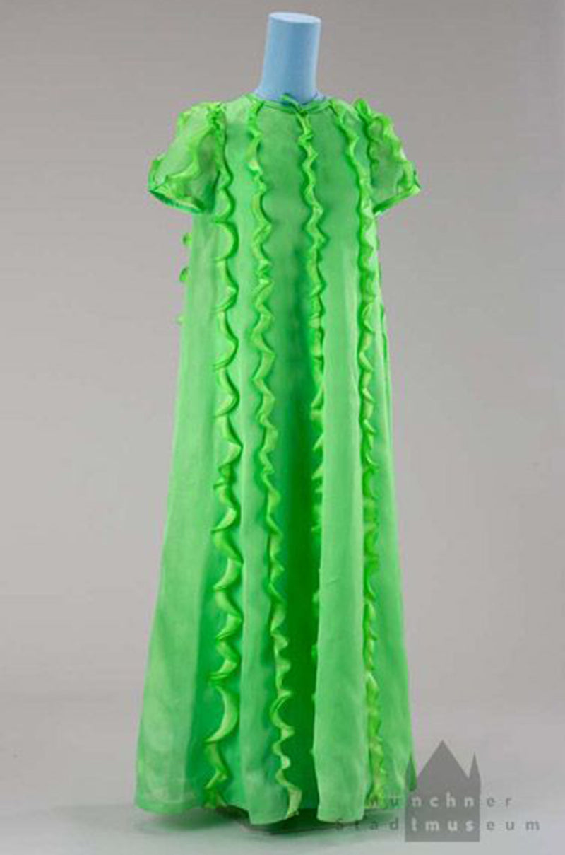 Museum Held 1969 Courreges Black Silk Organza Ruffle Detailed Dress