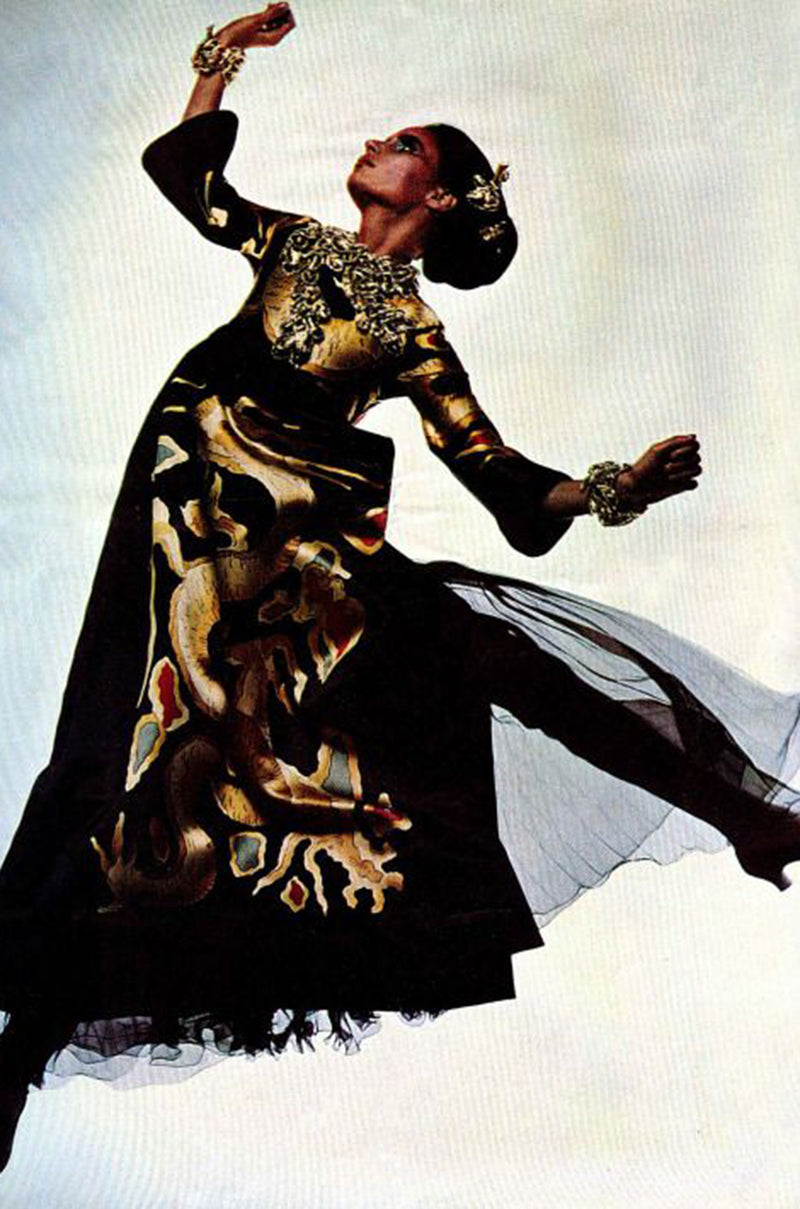 Spring 2001 Valentino Re-Edit of the Famous 1969 Haute Couture Printed Silk Dragon Dress