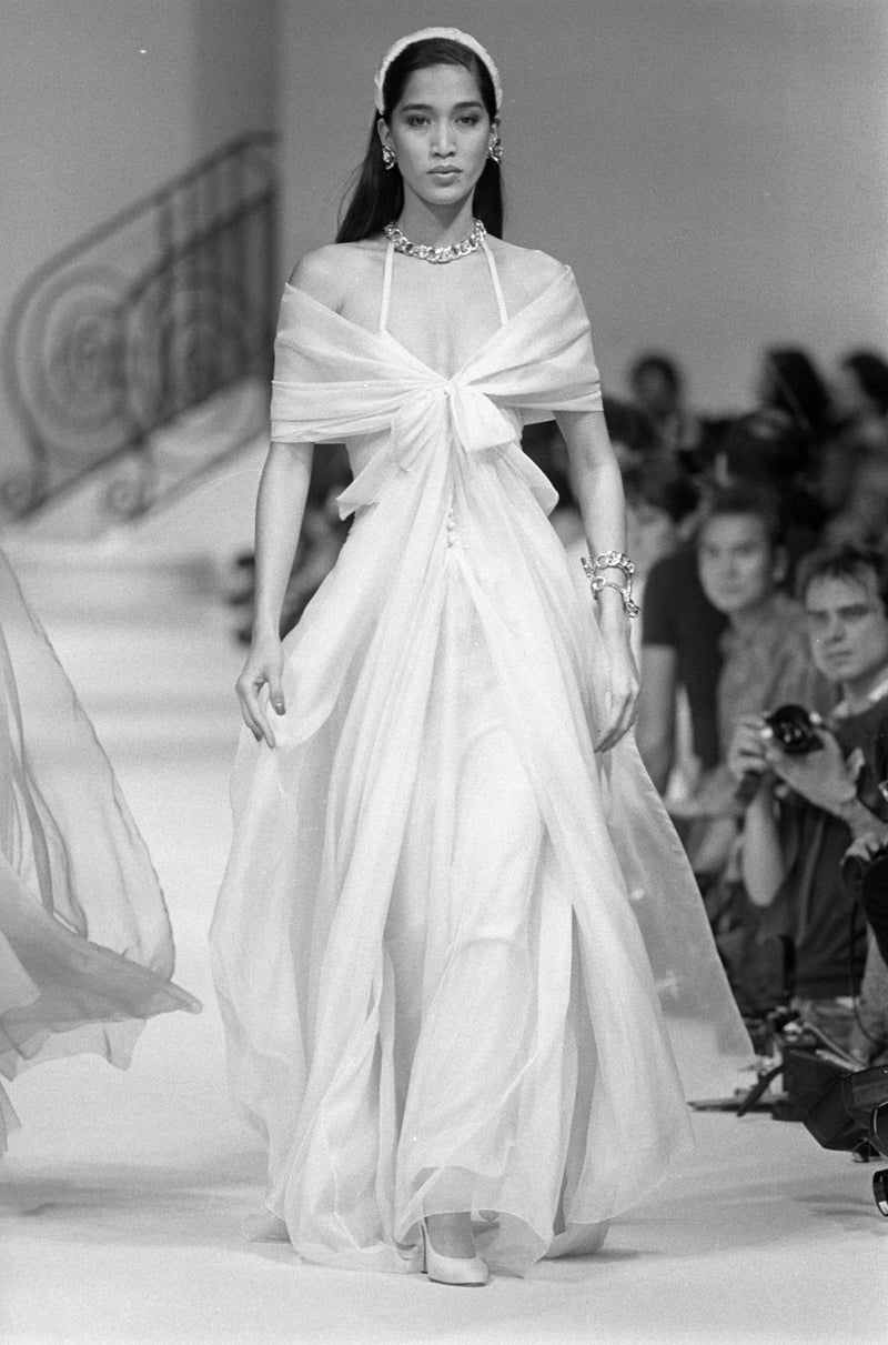 Chanel White and Black Cotton Pique Strapless Cocktail Dress, 1980s
