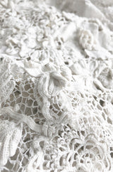 c.1900s Antique Handmade White 3D Floral Irish Crochet Lace Jacket
