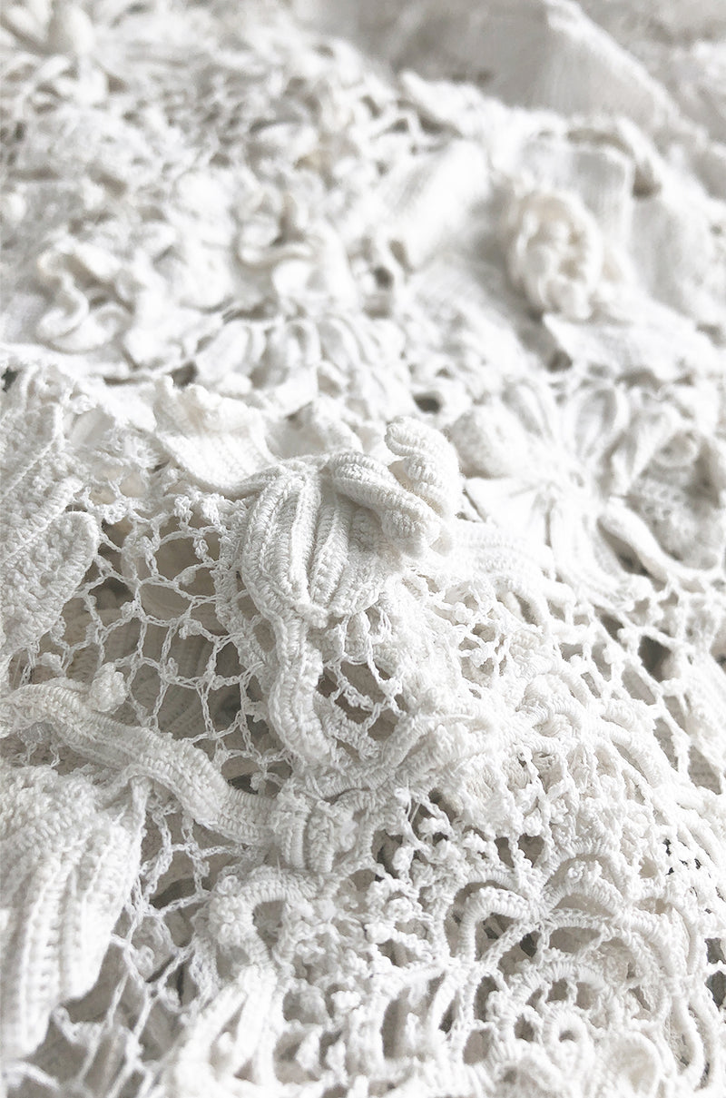 c.1900s Antique Handmade White 3D Floral Irish Crochet Lace Jacket –  Shrimpton Couture