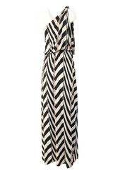 Spring 2015 Alber Elbaz for Lanvin One Shoulder Chevron Striped Jersey Dress