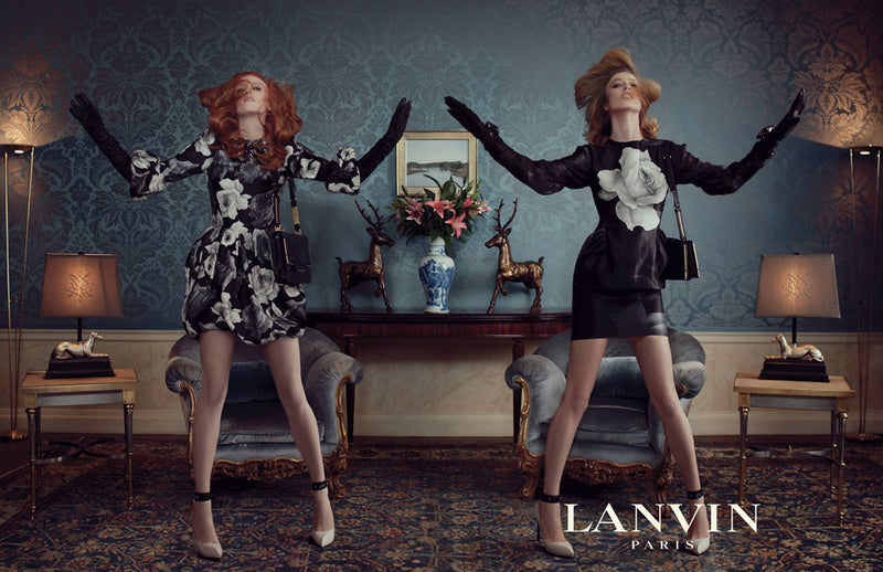 Iconic Fall 2011 Lanvin by Alber Elbaz Ad Campaign & Look 39 Runway Grey Floral Print Dress
