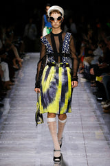 Gorgeous Spring 2019 Prada Look 41 Runway Neon Green & Navy Tie Dye Dress