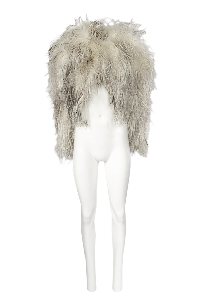 White ostrich feather online jacket