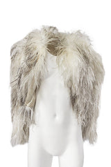Original 1970s Unlabeled Fluffy Ostrich Feather Crop Jacket