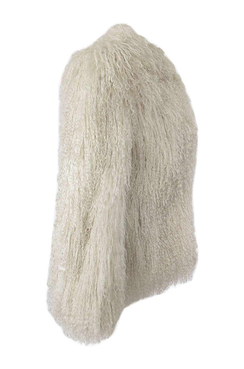 Original 1970s Fluffy Shaggy Cream Ivory Mongolian Sheepskin Jacket