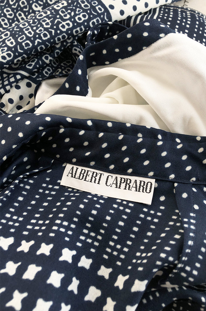 1970s Albert Capraro Three Piece Graphic Jersey Pant, Top & Jacket Set