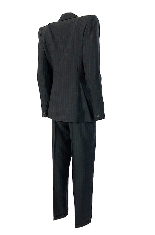 Spring 1998 Alexander McQueen 'Untitled' Collection Blue Detailed Pinstripe Suit