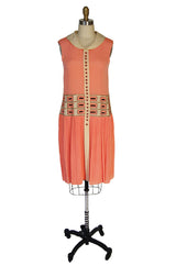 1920s Remarkable Silk Peach Shift Dress