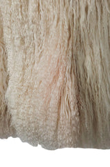 Original 1970s Fluffy Shaggy Cream Ivory Mongolian Sheepskin Jacket