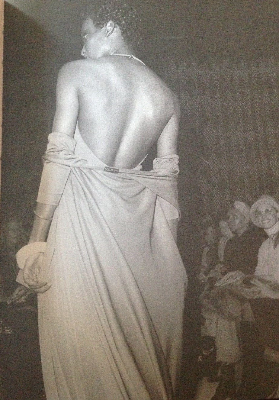 Sexiest 1974 Halston Couture Deep Green Silk Jersey Backless Dress w Front Plunge & Long Ties