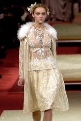 Spring 2006 Christian Lacroix Haute Couture Runway Embroidered Ivory Net Top
