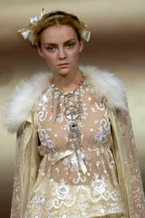 Spring 2006 Christian Lacroix Haute Couture Runway Embroidered Ivory Net Top