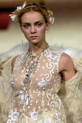 Spring 2006 Christian Lacroix Haute Couture Runway Embroidered Ivory Net Top