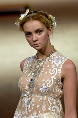 Spring 2006 Christian Lacroix Haute Couture Runway Embroidered Ivory Net Top
