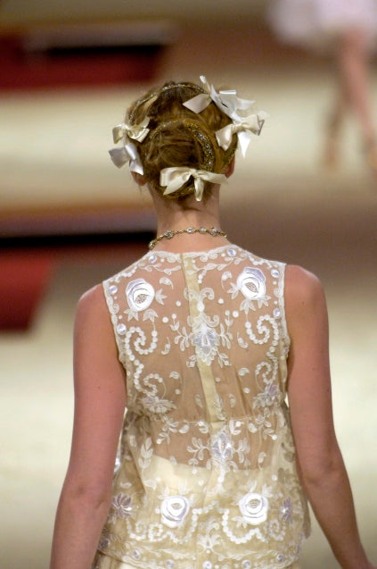 Spring 2006 Christian Lacroix Haute Couture Runway Embroidered Ivory Net Top