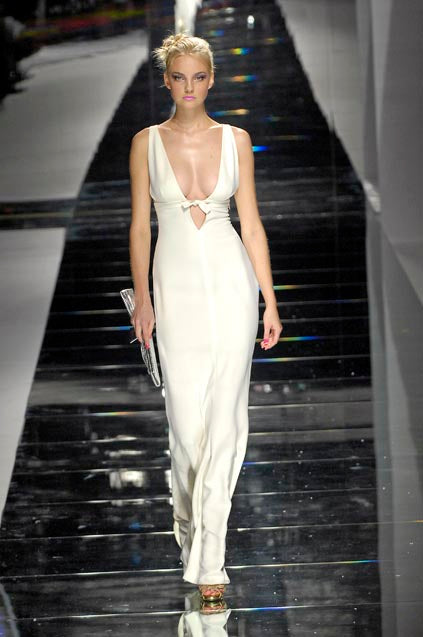 Stupendous Spring 2008 Valentino Original Runway Black Front & Back Plunge Bow Dress