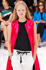 Spectacular Spring 2015 Christian Dior by Raf Simons Runway Brilliant Pink Gillet Vest Dress Coat