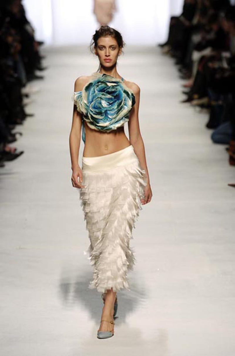 c. Spring 2005 Issey Miyake Vibrant Pink Backless Pleated Oragami Flower Top
