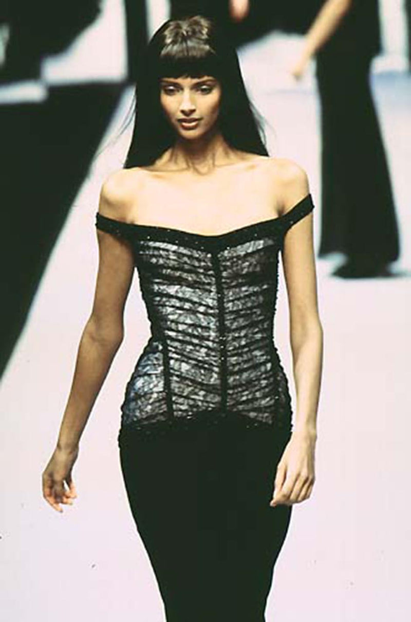 Original Fall 1997 Herve Leger Couture Lace & Bead Bandage Fitted Blac –  Shrimpton Couture