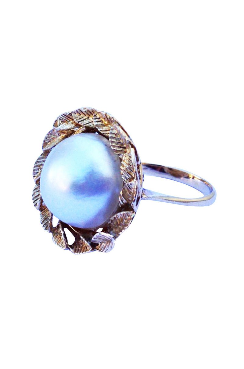 1960s Mabe Pearl 14K Gold Cocktail Ring