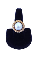 1960s Mabe Pearl 14K Gold Cocktail Ring