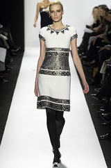 Fall 2007 Oscar de la Renta Sequin & Bead on Ivory Boucle Wool Runway Dress