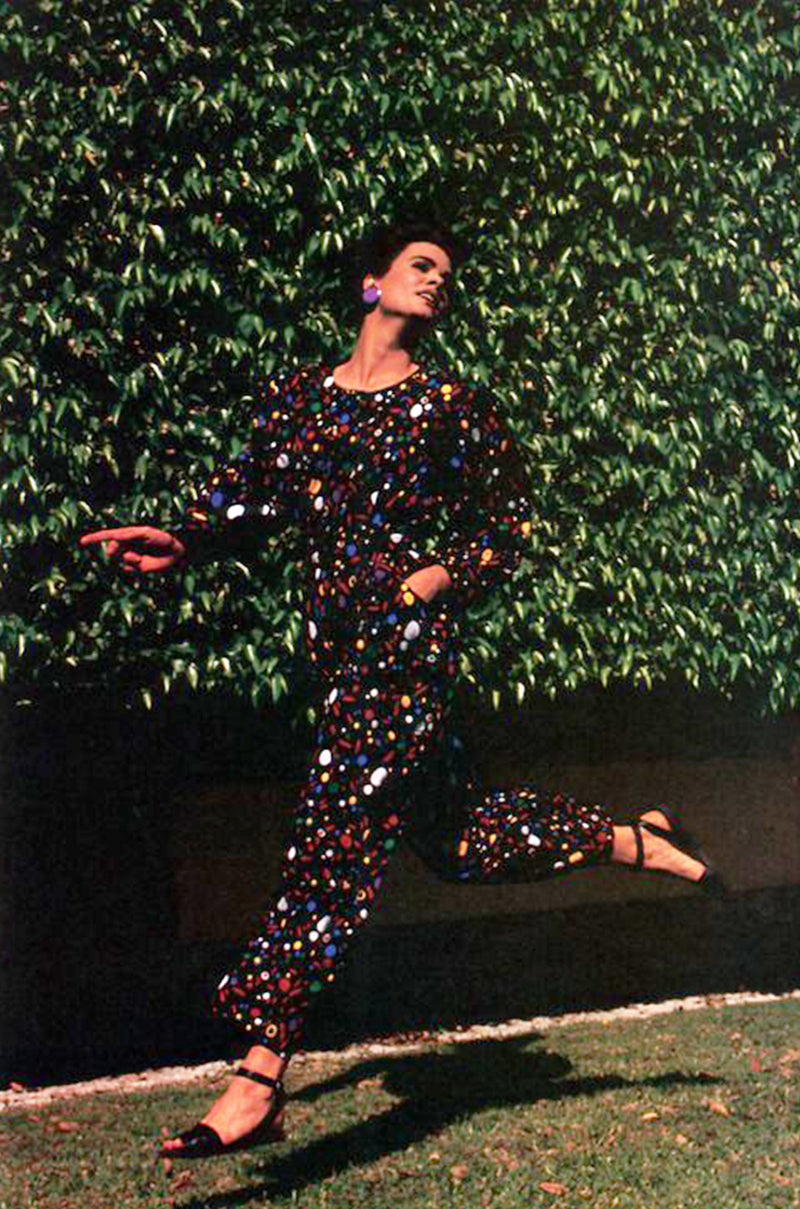 Spring 1985 Yves Saint Laurent Cotton Dot Print Jumpsuit
