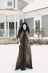 Spring 2002 Tom Ford For Yves Saint Laurent Leopard Bias Cut Silk Caftan Dress