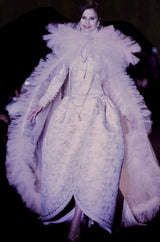 Fall 1994 Nina Ricci Haute Couture Metallic Cord Detailed Lace & Pink Silk Dress