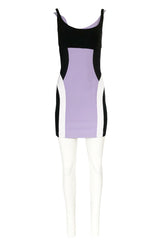 Recent Versace Purple Curved Panel w Netted Sides Stretch Bandage Dress