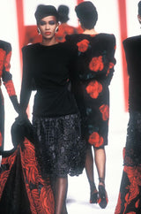 Fall 1985 Huge Rose Print Silk Valentino Dress