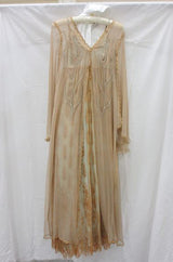 Prettiest 1977 Bill Gibb Couture Embroidered Gold Thread Net Dress w Long Jacket