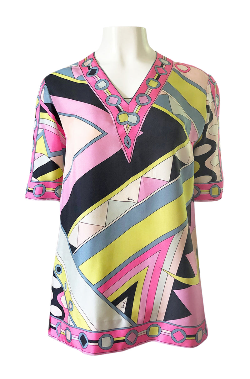 1960s Emilio Pucci Pink Geometric Print Silk Twill Tunic Top – Shrimpton  Couture